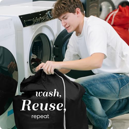 Handy Laundry Laundry Bag – Heavy Duty Nylon, Large Capacity, Locking Drawstring Closure, Machine Washable, Fits Laundry Basket, Travel, Dorm, Camp, Black, 22 x 32 Inches (Pack of 2) - color: Black, size: 22" x 32" (Pack of 2)