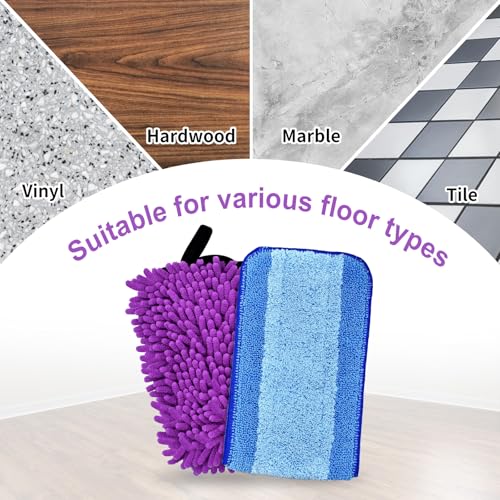 DLAIMI 4 Pack Pet System Microfiber Sweeping Pad for Bona Mops, Microfiber Cleaning Pad for Hardwood Floors Dry Wet Cleaning - Picks Up Pet Hair - Includes 2 Sweeping Pads and 2 Deep Clean Pad