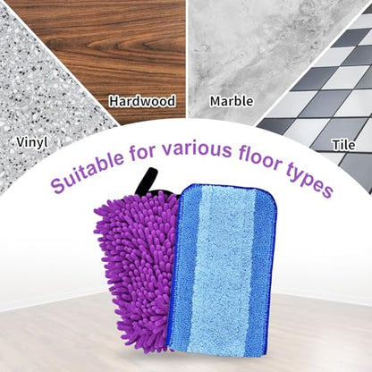 DLAIMI 4 Pack Pet System Microfiber Sweeping Pad for Bona Mops, Microfiber Cleaning Pad for Hardwood Floors Dry Wet Cleaning - Picks Up Pet Hair - Includes 2 Sweeping Pads and 2 Deep Clean Pad