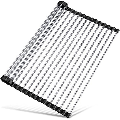 Tomorotec Roll Up Dish Drying Rack Over Sink, 304 Steel, 17.7x15.5, Black - color: Black, size: 17.7 x 15.5 in