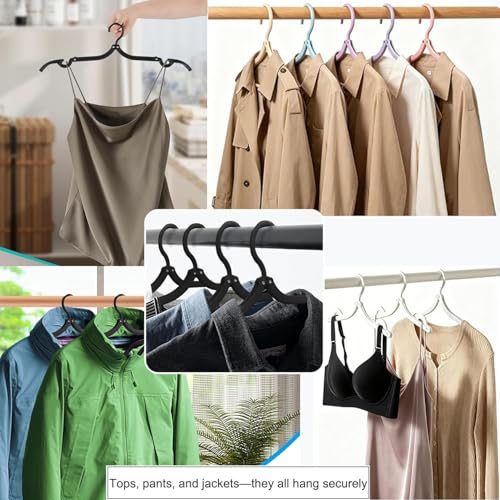 Foldable Travel Hangers,Essentials for Laundry,Portable and Collapsible with Hook,Essentials for Cruise Ship,Vacation,Camping,RV,Road Trip,Hotel,Business Travel, Student Apartment 20 PCS (Black) - color: Black
