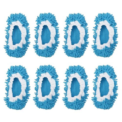 MECCANIXITY Mop Slippers Washable Microfiber Floor Cleaning Shoes Cover Chenille Duster Foot Socks Tools for House Clean, Blue 8 Pack - color: Blue