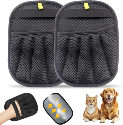 Pet Hair Removal Glove, Reusable Electrostatic Cat Dog Hair Remover Glove - color: 2pcs