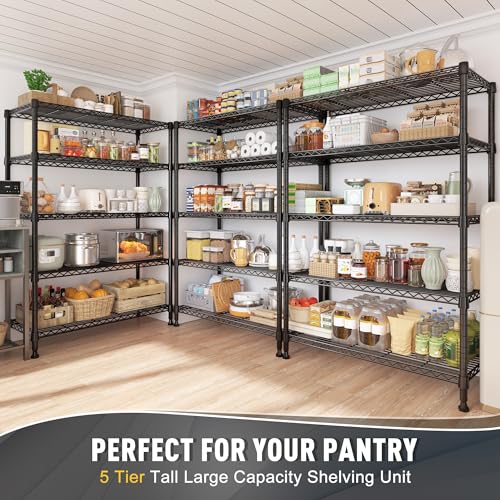 REIBII 31.5" W 5-Tier Storage Shelves, 1000 lbs, Adjustable, for Pantry - size: 5 Tier-15.7"D x 31.5"W x 71"H