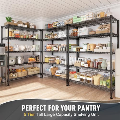 REIBII 31.5" W 5-Tier Storage Shelves, 1000 lbs, Adjustable, for Pantry - size: 5 Tier-15.7"D x 31.5"W x 71"H