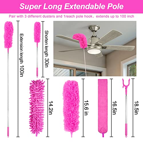 CALBEAU Microfiber Dusters for Cleaning, Dusters with Extension Pole