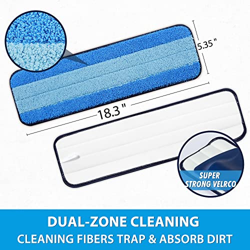 3 Pack Microfiber Cleaning Pads for Bona Mop, Safe for Hardwood and Hard-Surface Floors, Reusable Microfiber Mop Pads for 18 Inch Mop, No Residue, Super-Absorbent, Over 500 Machine Washes, Mr. Scrub - size: 3 Pack
