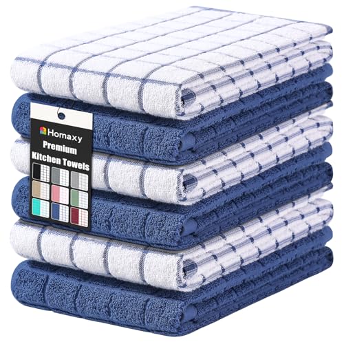 Homaxy Large Premium Cotton Kitchen Towels 16"x 28", 6 Pack, Navy Blue - color: Navy Blue, size: 16" X 28" - 6 Pack