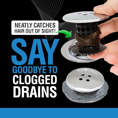 TubShroom Tub Drain Hair Catcher, Black Chrome – Protector and Catcher for Bathroom Drains, Fits 1.5” 1.75” Bathtub Shower Drains - color: Black Chrome
