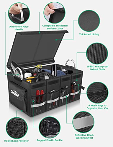 Oasser Trunk Organizer with Sturdy Hard Lid, Large, Black - color: Black, size: Large