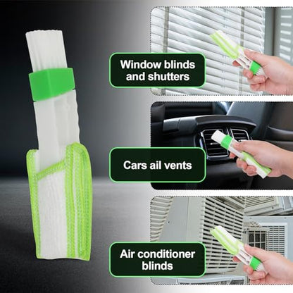 4 Pcs Blind Duster Kit, 7-Finger & Vent Tools, Yellow+Green - color: Yellow+green