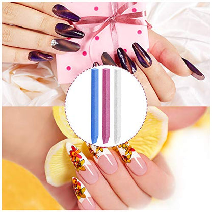 Mudder 12 Pcs Stone Nail File Pumice Stone Stick Nail Cuticle Pusher Rock for Fingernail Toenail Buffing Tools for Home Salon