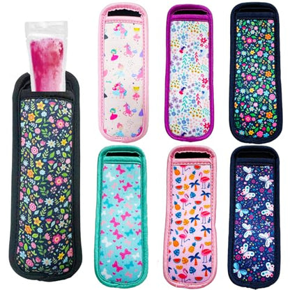 6-Piece Ice Pop Neoprene Insulator Sleeves, Kids' Multicolor Ice Sleeves Holder Bags, Reusable Popsicle Covers - color: Magic World