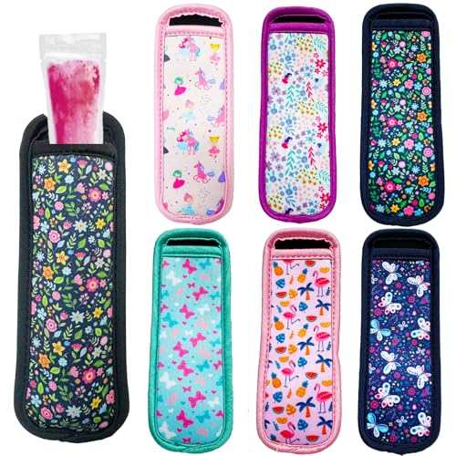 6-Piece Ice Pop Neoprene Insulator Sleeves, Kids' Multicolor Ice Sleeves Holder Bags, Reusable Popsicle Covers - color: Magic World