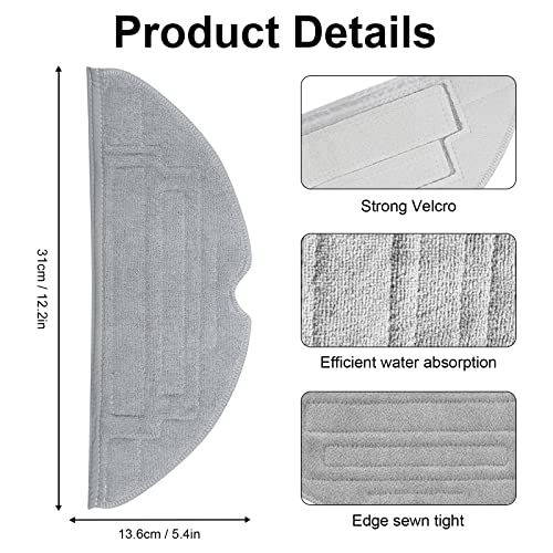 5 Pcs Mop Pads for Roborock S8 Pro Ultra Robot Vacuum, Washable Reusable Mopping Pad Replacement Accessories