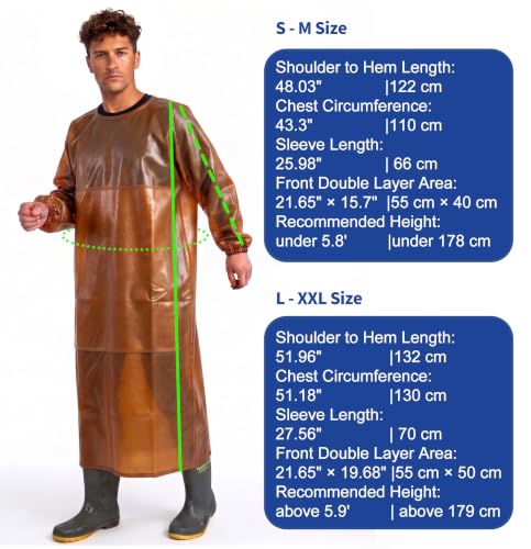 SUJAN Waterproof Smock Apron with Sleeves Chemical Resistant Coverall - color: Green, size: L-XXL