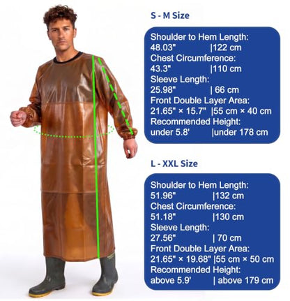 SUJAN Waterproof Smock Apron with Sleeves Chemical Resistant Coverall - color: Green, size: L-XXL