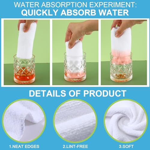 Nuenen Car Microfiber Clean Cloths, White, 16 x 16 Inch, 60 Pcs - color: White, size: 16 x 16 inches