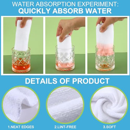 Nuenen Car Microfiber Clean Cloths, White, 16 x 16 Inch, 60 Pcs - color: White, size: 16 x 16 inches