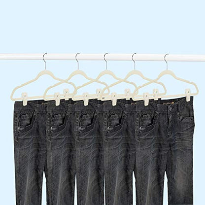 TOFIIGREM Velvet Hanger Clips - 40 PCS Beige Non-Slip Velvet Clips for Pants, Suits & Skirts - color: Beige, size: 40pc
