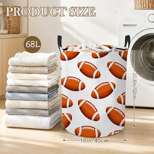 Football Laundry Basket Oxford Cloth Sports Ball Laundry Hamper With Handle Foldable Portable Clothes Storage Basket Storage Bag For Laundry Room/Bathroom/Bedroom/Dormitory 20.8"x16" - color: Football