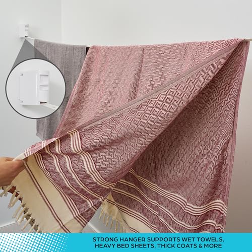 Slide Innovations Retractable Clothesline – 13 ft Indoor & Outdoor Wall-Mounted Drying Line, Heavy-Duty Space-Saving Laundry Line for Towels, Clothes, Sheets & Travel Use