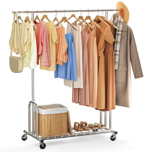 TigerParty Heavy Duty Clothes Rack,Load 600 LBS,Metal Garment Rack,Standing Rolling,Clothing Rack for Hanging Clothes,Portable Closet Wardrobe Rack for Bedroom Laundry Living Room - size: Style3