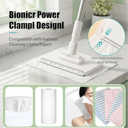 Wall Cleaner Mop for Hard-to-Reach Areas | Zero-Touch Cloth Changing | 39" Extendable Handle 360° Swivel Head Multi-Surface Dust Mop for Bathroom Wall Floor Gap Cleaning (1 mini mop+5 Cloths) - size: 1 mini mop+5 cloths