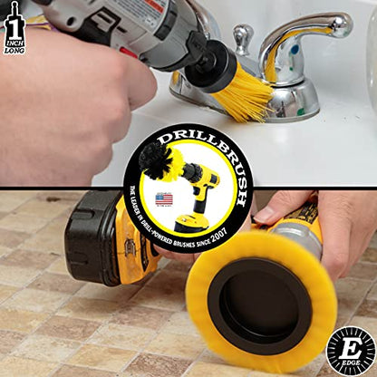 Tile and Grout Cleaning Drill Brush Set - Bathroom Scrub Brush for Drill - color: Yellow