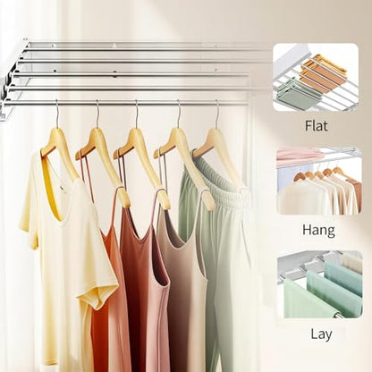 Wall Mounted Clothes Drying Rack 31.5" Foldable, 60 lb for Laundry & Apt