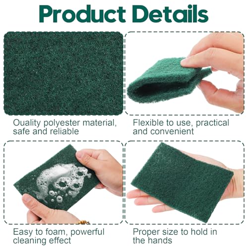 Jucoan 120 Pack Heavy Duty Scouring Pads, 4 x 6 Inch Non-Scratch Scrub Pads, Green Reusable Multipurpose Scrubbing Pads for Kitchen Dish, Metal Grills, Household Bathroom Sink Bathtub