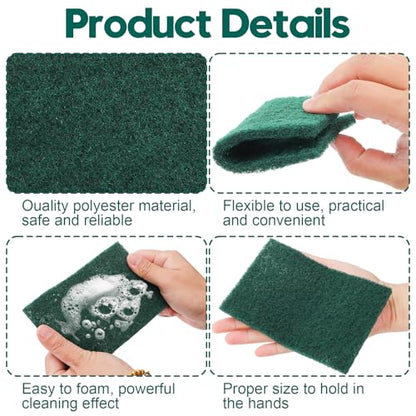 Jucoan 120 Pack Heavy Duty Scouring Pads, 4 x 6 Inch Non-Scratch Scrub Pads, Green Reusable Multipurpose Scrubbing Pads for Kitchen Dish, Metal Grills, Household Bathroom Sink Bathtub
