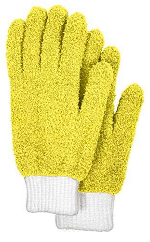 Microfiber Dusting Gloves for House Cleaning and Glass Cleaning Mitts - Microfiber Gloves for Plant Dusting, Car Cleaning - Reusable, Washable, No-Scratch, One Size Fits All (Yellow, 2 Pairs)