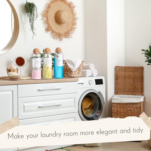 3 Pcs 50.7 oz Glass Laundry Detergent Dispenser with Cork Lids