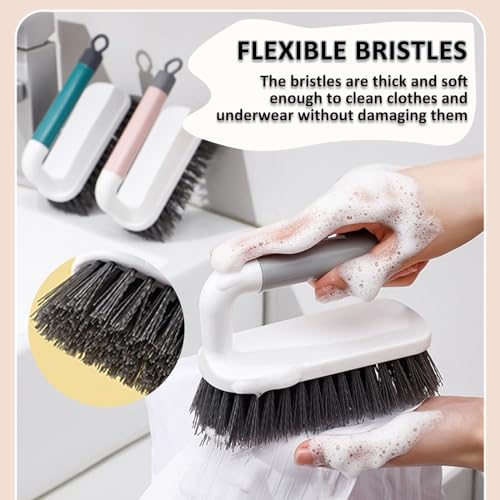 Scrub Brush, Scrubbing Cleaning Brushes, Heavy Duty Cleaning Brushes with Handle, for Shower, Bathroom, Carpet, Kitchen and Bathtub Scrubber, 2 Pack (Grey) - color: Gray