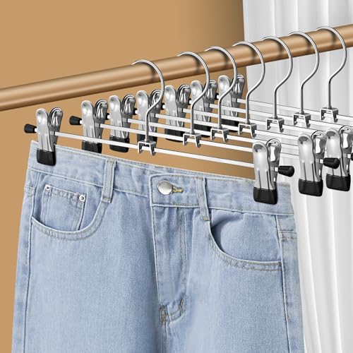 Pants Hangers with Clips, Skirt Hangers,12 Inch 12 Pack, Black - color: Black-12pack, size: 12Inch