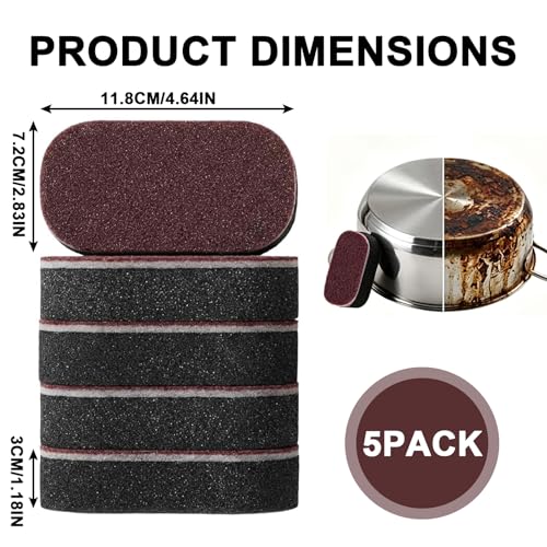 5 Pack Magic Sponges Cleaning Eraser, Carborundum Sponge, Multi-Functional Cleaning Sponges, Rust Foam Cleaning Eraser，Suitable for pots, Kitchen, Tiled Wall and Sink