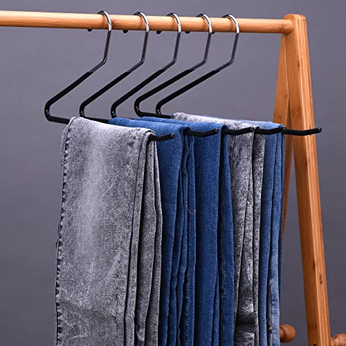 JS Hanger Non Slip Pants Hangers 30 Pack Open Ended Easy Slid Slacks Hangers, Durable Anti-Rust Space Saving Metal Jeans Hangers, Chrome and Black Friction - style: 30pack