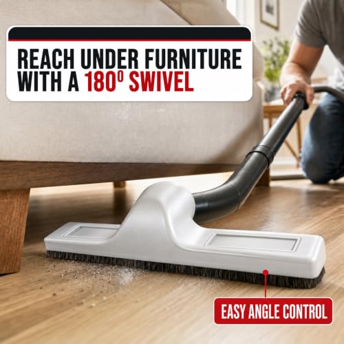 MP Maresh Products Soft Touch Deluxe Vacuum Cleaner Brush Attachment, Horse Hair Bristles for Hardwood & Wall Cleaning, Fits 1 1/4 Inch Vacuums Rigid Nozzle Dust Collector Pet Hair - Gray, 12 inch - size: 12 Inch with Wheels Gray