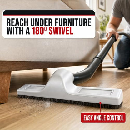 MP Maresh Products Soft Touch Deluxe Vacuum Cleaner Brush Attachment, Horse Hair Bristles for Hardwood & Wall Cleaning, Fits 1 1/4 Inch Vacuums Rigid Nozzle Dust Collector Pet Hair - Gray, 12 inch - size: 12 Inch with Wheels Gray