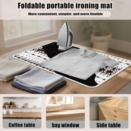 Aztec Print Ironing Mat Portable Ironing Pad Blanket for Table Top Heat Resistance Foldable Lightweight 32 x 16 Inch Small Ironing Pads for Washer,Dryer,Countertop - color: Aztec