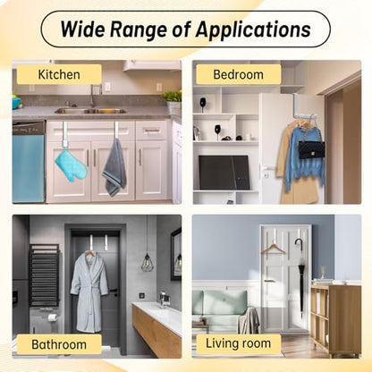 2 Pack Over The Door Drying Rack, Foldable Clothes Hanger Hook, White