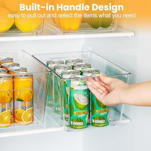 YIHONG 36 Pack Clear Pantry Organizer Bins, Plastic Containers with Handle for Kitchen,Freezer,Cabinet,Closet,Bathroom Under Sink Storage - size: L(11.2"L x 7.5"W x 6"H) (Pack of 6)