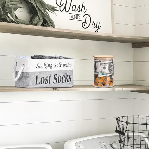 Lost Socks Basket for Laundry Room, Fabric Missing Sock Holder, Gray - color: Grey