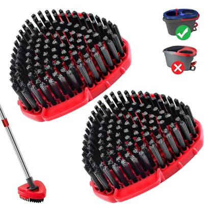 2 Pack Upgrade Scrub Brush Replace Heads Compatible with O Cedar EasyWring RinseClean 2 Tank Spin Mop, Scrubber Brush Mop Head for Ocedar Mop Scrub Brush of Hard Bristle to Floor Clean, Not for 1 Tank - size: 2 Pack Upgraded Scrub Brush for Ocedar 2 Tank
