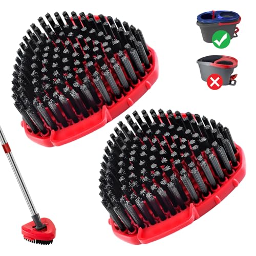 2 Pack Upgrade Scrub Brush Replace Heads Compatible with O Cedar EasyWring RinseClean 2 Tank Spin Mop, Scrubber Brush Mop Head for Ocedar Mop Scrub Brush of Hard Bristle to Floor Clean, Not for 1 Tank - size: 2 Pack Upgraded Scrub Brush for Ocedar 2 Tank