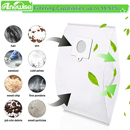 Anewise Q/C 53292 Canister Vacuum Bags for Kenmore 600 Series 81214 81614 - style: 53292-10P