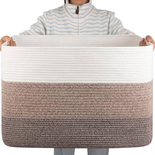 OIAHOMY 108L Extra Large Blanket Basket Dog Toy Basket radient Dark Brown - color: Gradient Dark Brown