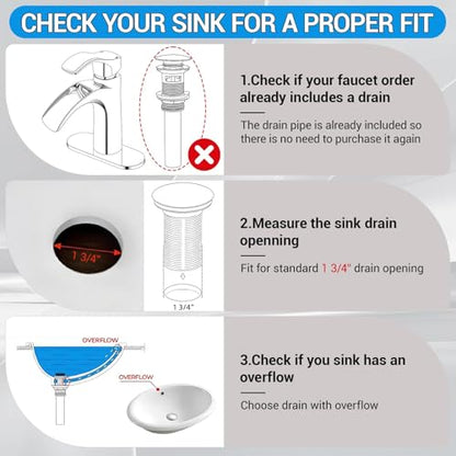 Bathroom Sink Drain with Overflow - Big Cap for Standard 1 3/4" Drain Opening - Pop Up Drain,Oil Rubbed Bronze - color: Oil Rubbed Bronze, size: With Overflow