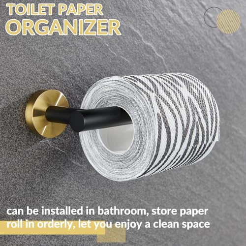 APLusee Toilet Paper Holder, Black & Gold, 304 Stainless Steel - color: Black & Gold